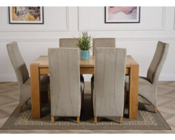 That's Furniture Kuba 150 X 85 Cm Chunky Medium Oak Dining Table And 6 Chairs Dining Set With Lola Grey Fabric Chairs - thumbnail 2