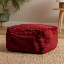 Icon Amara Jumbo Cord Square Footstool Bean Bag, Burgundy