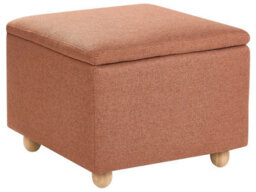 Wyld and Coco Luxehome Storage Pouffe 60 X 60 X 46 Cm - Golden Brown Water-Repellent Fabric, Pine Wood Legs - thumbnail 3