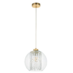 First Choice Lighting Set Of 2 Mallorie - Satin Brass Jewelled Glass Celling Pendant Lights - thumbnail 2