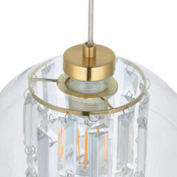 First Choice Lighting Set Of 2 Mallorie - Satin Brass Jewelled Glass Celling Pendant Lights - thumbnail 4