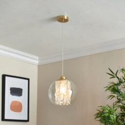 First Choice Lighting Set Of 2 Mallorie - Satin Brass Jewelled Glass Celling Pendant Lights - thumbnail 5