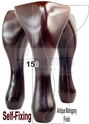 L&F Queen Anne Wooden Legs Antique Mahogany 150mm High Set Of 4 Replacement Furniture Feet Chairs Sofas Footstools (Self Fixed) - image 1