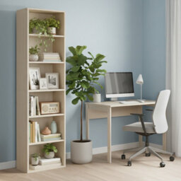 Ledrem Bookshelf With 6 Tiers, Open Storage Shelf, Bookcase For Living Room, Office, Dining Room, Beige - thumbnail 5