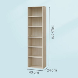 Ledrem Bookshelf With 6 Tiers, Open Storage Shelf, Bookcase For Living Room, Office, Dining Room, Beige - thumbnail 4
