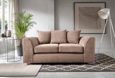 Abakus Direct Jumbo Brown Cord 2 Seater Sofa For Living Room With Thick Luxury Deep Filled Cushioning - image 1