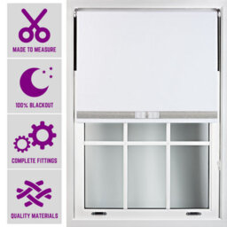 White Blackout Roller Blind With Silver Diamante & White Bow Free Cut Down Service By Furnished - (W)120Cm X (L)165Cm - thumbnail 1