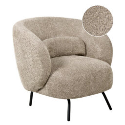 Beliani Minimalist Armchair Makela Boucle Taupe - thumbnail 1