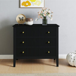 Melody Maison 3 Drawer Chest Of Drawers - Hales Black Range - thumbnail 5