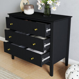 Melody Maison 3 Drawer Chest Of Drawers - Hales Black Range - thumbnail 4