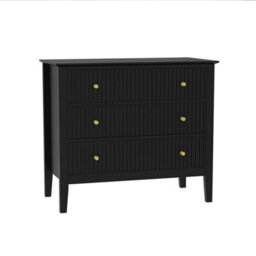Melody Maison 3 Drawer Chest Of Drawers - Hales Black Range - thumbnail 6