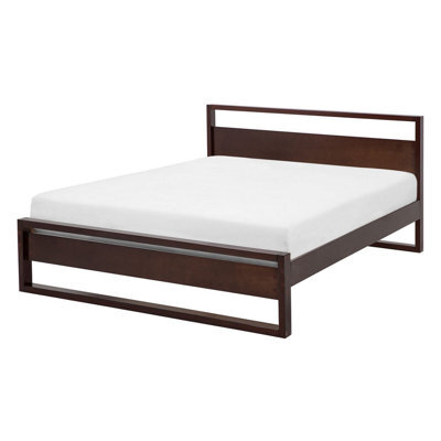Beliani Bed Pine Wood Giulia 140 X 200 Cm (Eu Double) Dark Brown - image 1