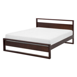 Beliani Bed Pine Wood Giulia 140 X 200 Cm (Eu Double) Dark Brown