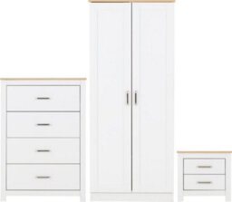 Seconique Portland Trio Bedroom Set White And Oak Effect 3 Items - thumbnail 1