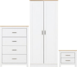 Seconique Portland Trio Bedroom Set White And Oak Effect 3 Items - thumbnail 2