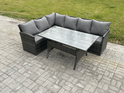 Fimous Outdoor Rattan Garden Furniture Corner Sofa Set With Rectangular Dining Table Patio Wicker Rattan Set - image 1
