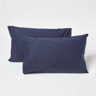 Homescapes Navy Cotton Kids Pillowcases 40 X 60 Cm 200 Thread Count, 2 Pack - image 1