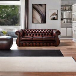 Chesterfield 3 Seater Antique Rust Leather Sofa Bespoke In Kimberley Style - thumbnail 3