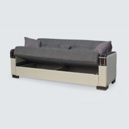 Sliding Wardrobes 4 u LTD Modern Fabric Sofa Bed With Storage - 3 Or 2 Seater With Cushions And Wooden Armrests (Beige/brown,3 Seater) - thumbnail 4