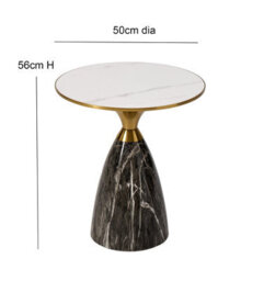 Aspect Furniture Modern Tillie Pillar Side Table In Black & Gold With Sintered Stone Top,snow White/black - thumbnail 5