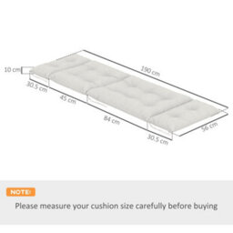 Outsunny Garden Lounge Chair Cushions Set Of 2, 220Gsm Fabric, Light Grey - thumbnail 2