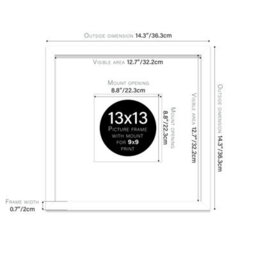 "13X13"" White Picture Frame - 13X13"" Square Frame With 9X9"" Mount For 13X13""/9X9"" Pictures Moderrn Style Thin Edge, 1 Pack" - thumbnail 2