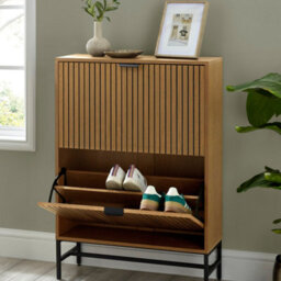 Oakham Premium Suri 2 Door Shoe Storage Cabinet In Natural Oak Effect - thumbnail 4