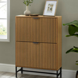Oakham Premium Suri 2 Door Shoe Storage Cabinet In Natural Oak Effect - thumbnail 3