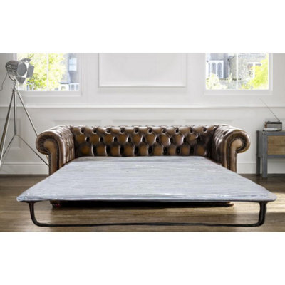Chesterfield Classic Handmade 2 Seater Sofa Bed Antique Real Leather - image 1