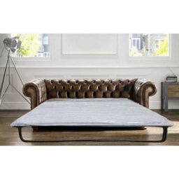 Chesterfield Classic Handmade 2 Seater Sofa Bed Antique Real Leather - thumbnail 1