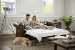 Chesterfield Classic Handmade 2 Seater Sofa Bed Antique Real Leather - thumbnail 3