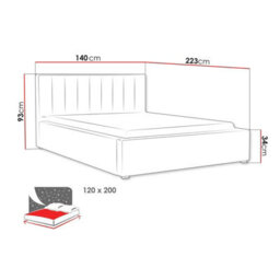 Modern Bedroom Bed Frame With Storage 120X200 Hdf And Laminated Board Metal Slatted Base 140X223X93Cm Blue - thumbnail 4