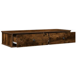 Berkfield Wall Shelf With Drawers Smoked Oak 100X37.5X19 Cm Engineered Wood - thumbnail 7