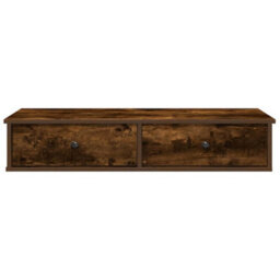 Berkfield Wall Shelf With Drawers Smoked Oak 100X37.5X19 Cm Engineered Wood - thumbnail 4