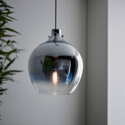 Luminosa Lighting Luminosa Udine Single Pendant Ceiling Lamp, Chrome Ombre Glass, Chrome Plate - thumbnail 2