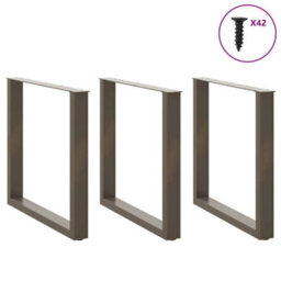 Berkfield Dining Table Legs U-Shaped 3 Pcs Natural Steel 80X(72-73) Cm Steel - thumbnail 3