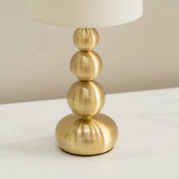 Valuelights Marissa Gold Stacked Ball Bedside Light Table Lamp With Drum Shade - thumbnail 4
