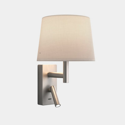 Luminosa Lighting Luminosa Metrica Reading Wall Light Satin Nickel E27 17.3W 2700K On-Off - image 1