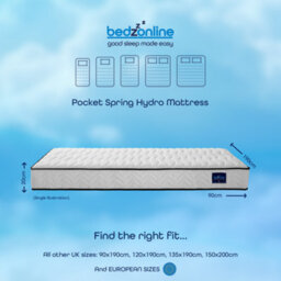 Bedz Online Bedzonline Hydro Hybrid Pocket Spring & Memory Foam Mattress, Cashmere Cover, 4Ft Small Double (120X190Cm) - thumbnail 2