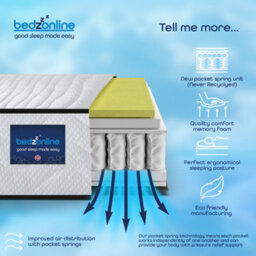 Bedz Online Bedzonline Hydro Hybrid Pocket Spring & Memory Foam Mattress, Cashmere Cover, 4Ft Small Double (120X190Cm) - thumbnail 5
