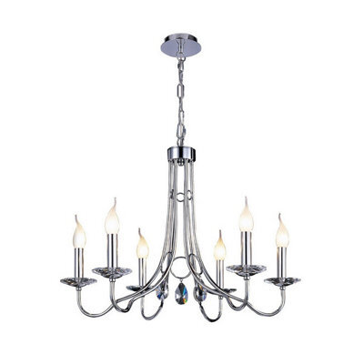 Luminosa Lighting Luminosa Danya Pendant Round 6 Light E14 Polished Chrome/crystal - image 1