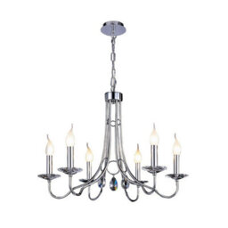 Luminosa Lighting Luminosa Danya Pendant Round 6 Light E14 Polished Chrome/crystal - thumbnail 1
