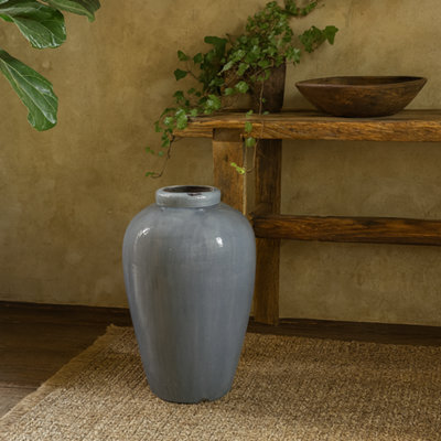 Wyld Haus Bloomwood Tall Grey Glazed Ceramic Vase With Crackle Effect 570mm - image 1
