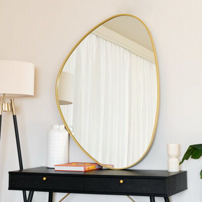 Jōbū Jobu Home - Izumi - Gold Metal Irregular Pebble Mirror - 120Cm X 90Cm - image 1