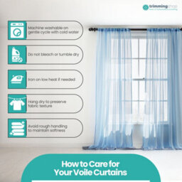 "Neel Blue Voile Curtains Slot Top, 2 Curtains, Sky Blue - 56"" Width X 90"" Drop" - thumbnail 3