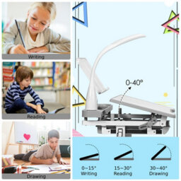 Gainoom Height Adjustable Kids Study Desk & Chair Set Children Drawing Table W/ Lamp - thumbnail 6
