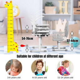 Gainoom Height Adjustable Kids Study Desk & Chair Set Children Drawing Table W/ Lamp - thumbnail 5