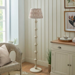 Luminosa Lighting Luminosa Carnaby Satin Almond White Paint Floor Lamp With Neutral Print Fabric Ikat Shade 35Cm B22 - thumbnail 3