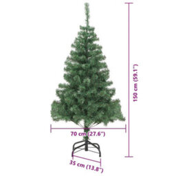 Vidaxl Christmas Tree With 150 Leds With Stand Green 150 Cm Pvc - thumbnail 3
