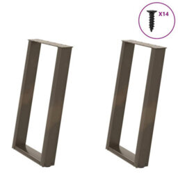 Berkfield Modern Dining Table Legs U-Shaped 2 Pcs Natural Steel 60X(72-73) Cm Steel - thumbnail 2